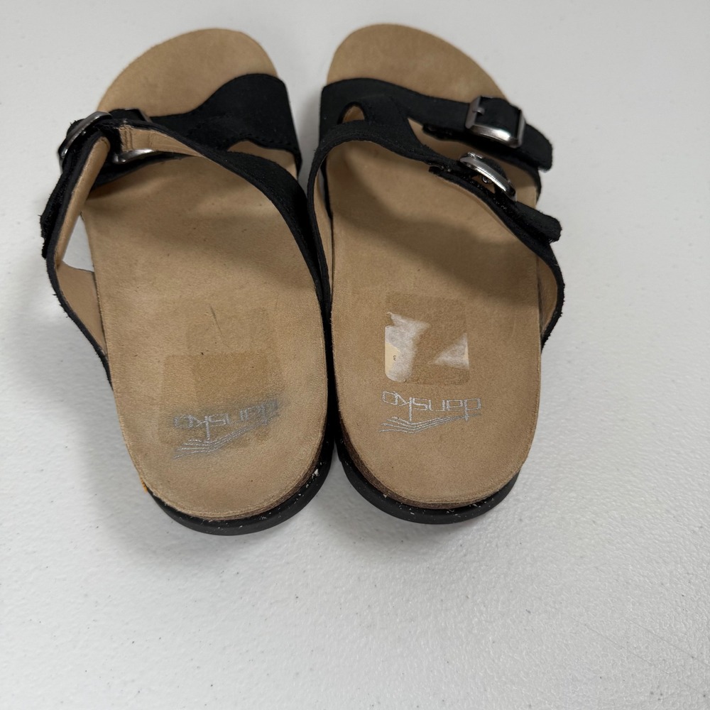Dansko Dayno Slip on Black Suede Adjustable Strap Sandals Size 37 - Picture 4 of 9